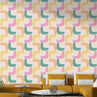 Mid-century retro wallpaper with boomerang design

