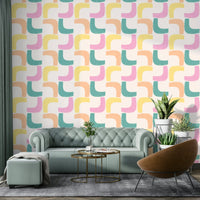 Retro wallpaper with pastel boomerang shapes

