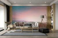 Subtle pink and green wall mural

