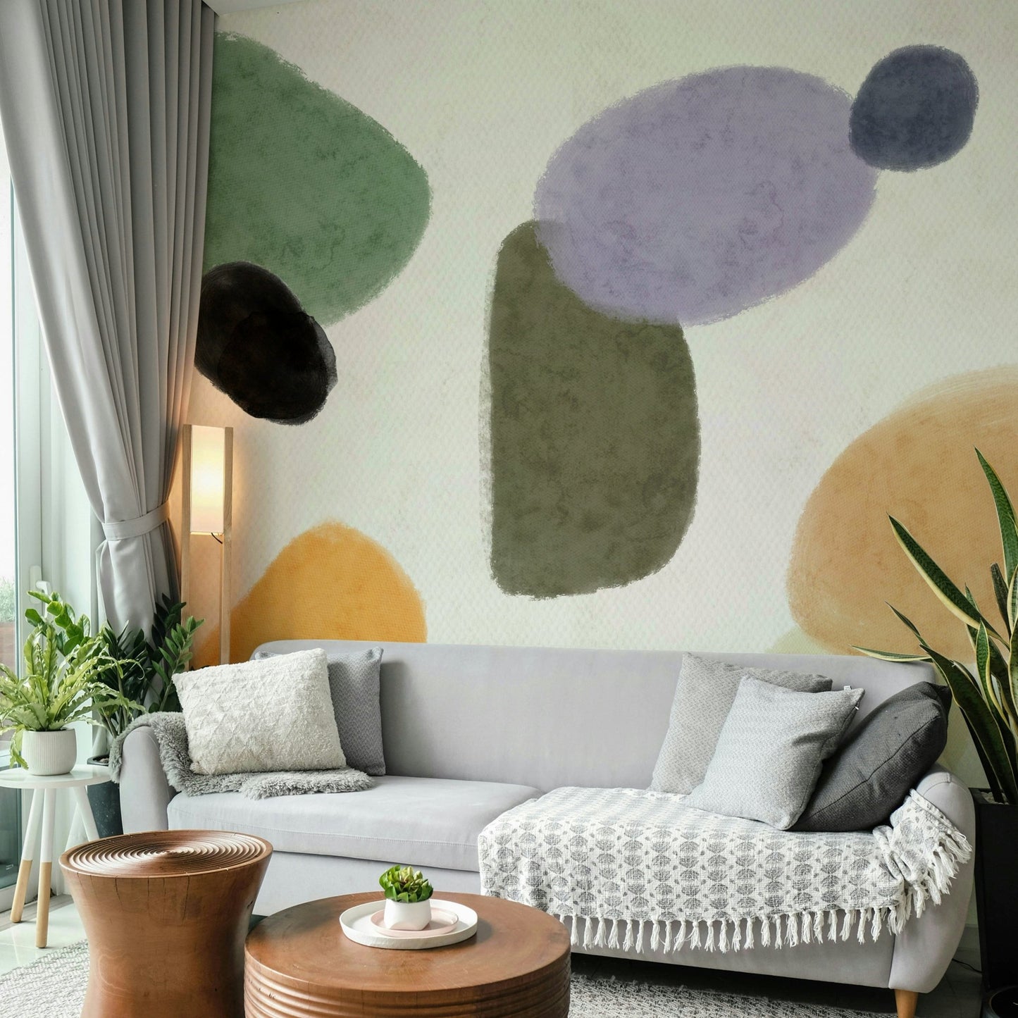 Geometric pastel mural style

