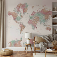 Pastel map wallpaper for home decor

