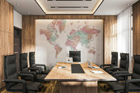 Subtle pastel world map wall design

