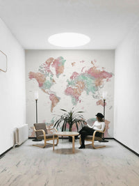 Light pastel watercolor map wallpaper

