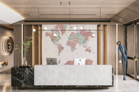 Soft pastel watercolor world map art

