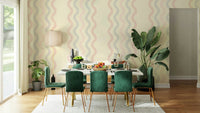 A peaceful wall mural with a soft, flowing pattern.


