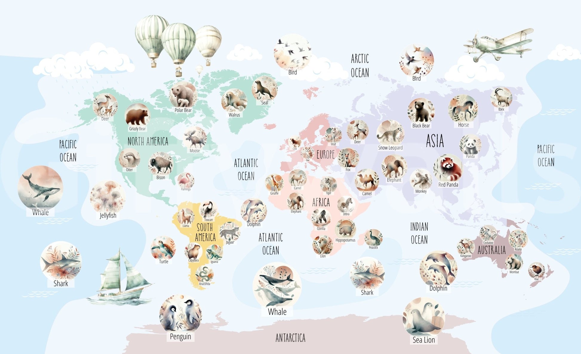 A detail of the educational and peaceful tones in the design.

