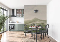 Pastoral Abstract landscape Wall Mural adds a calm mood to a dining room GD9520