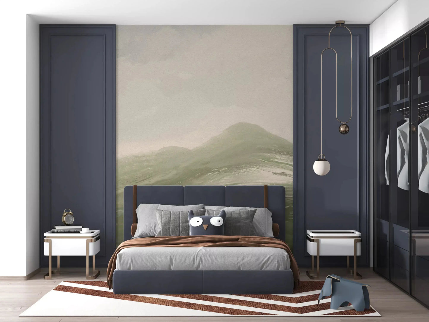 Neutral sky and earth tones of this Pastoral Abstract landscape Wall MuralGD9520