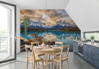 Scenic mountain view captured in Patagonia Reflection Autumn Peaks wall mural, GD9228