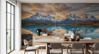 Calm water reflection highlighting Patagonia Reflection Autumn Peaks wall mural, GD9228