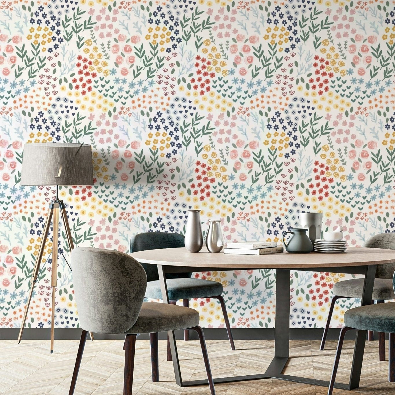 Multicolor floral patch mural GD350

