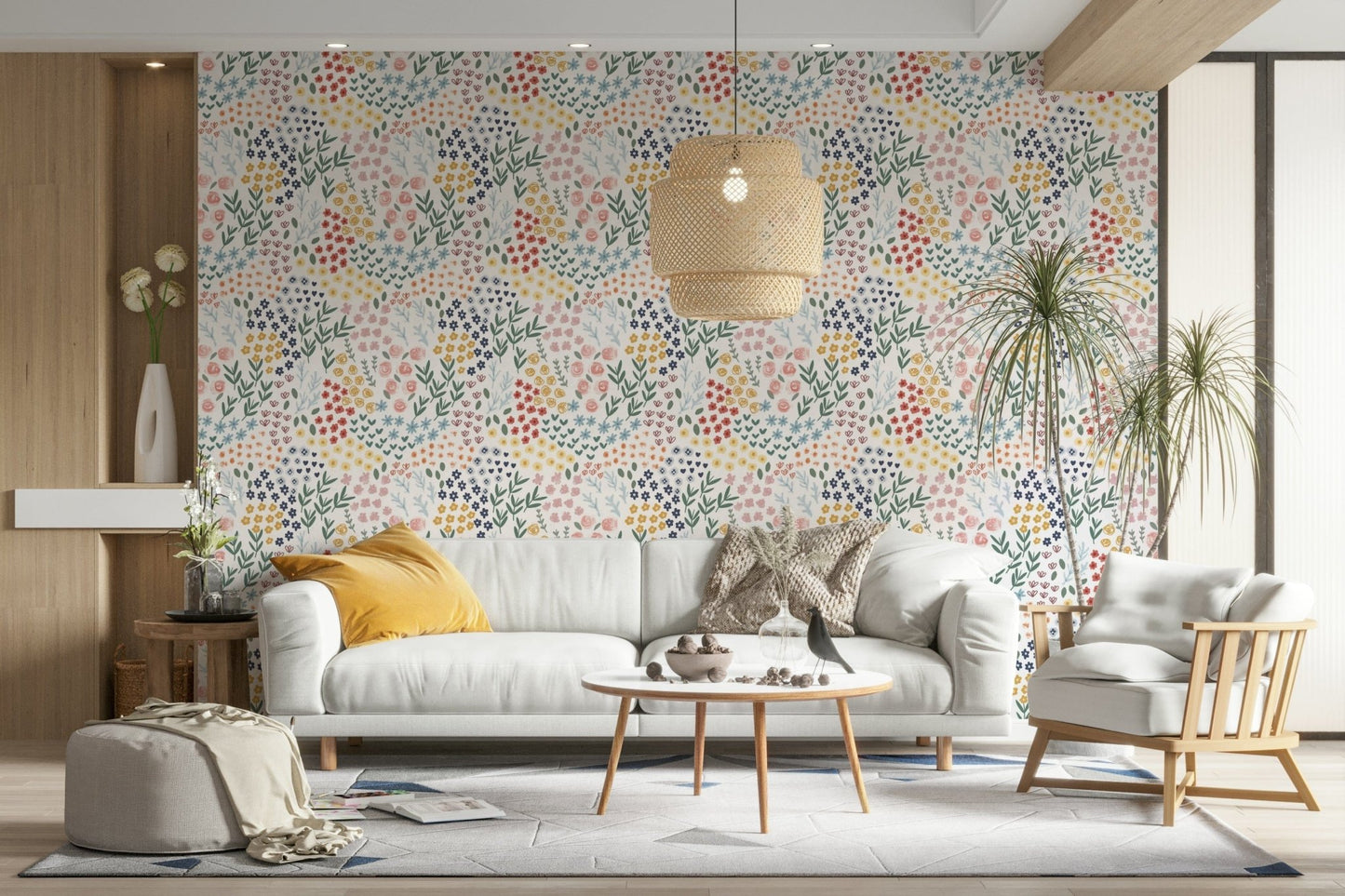 Bright floral patchwork mural GD350

