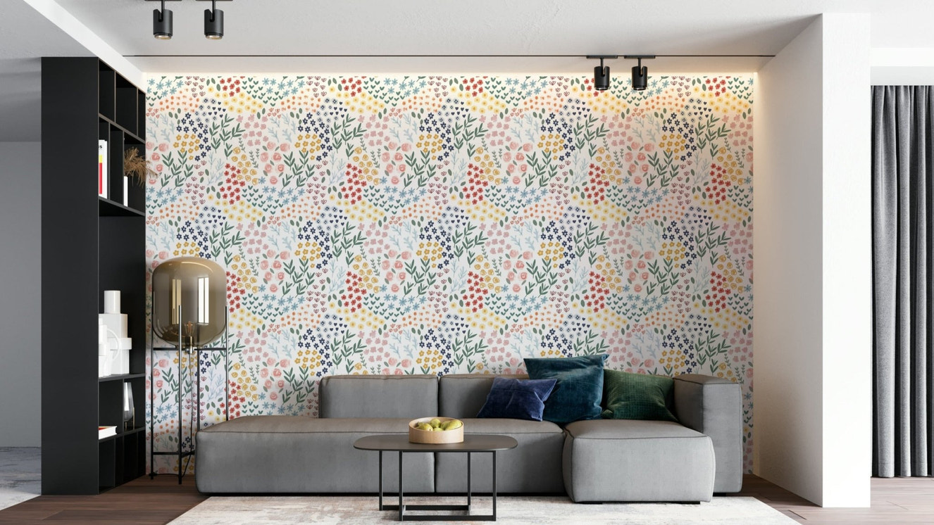 Mixed flower pattern wallpaper

