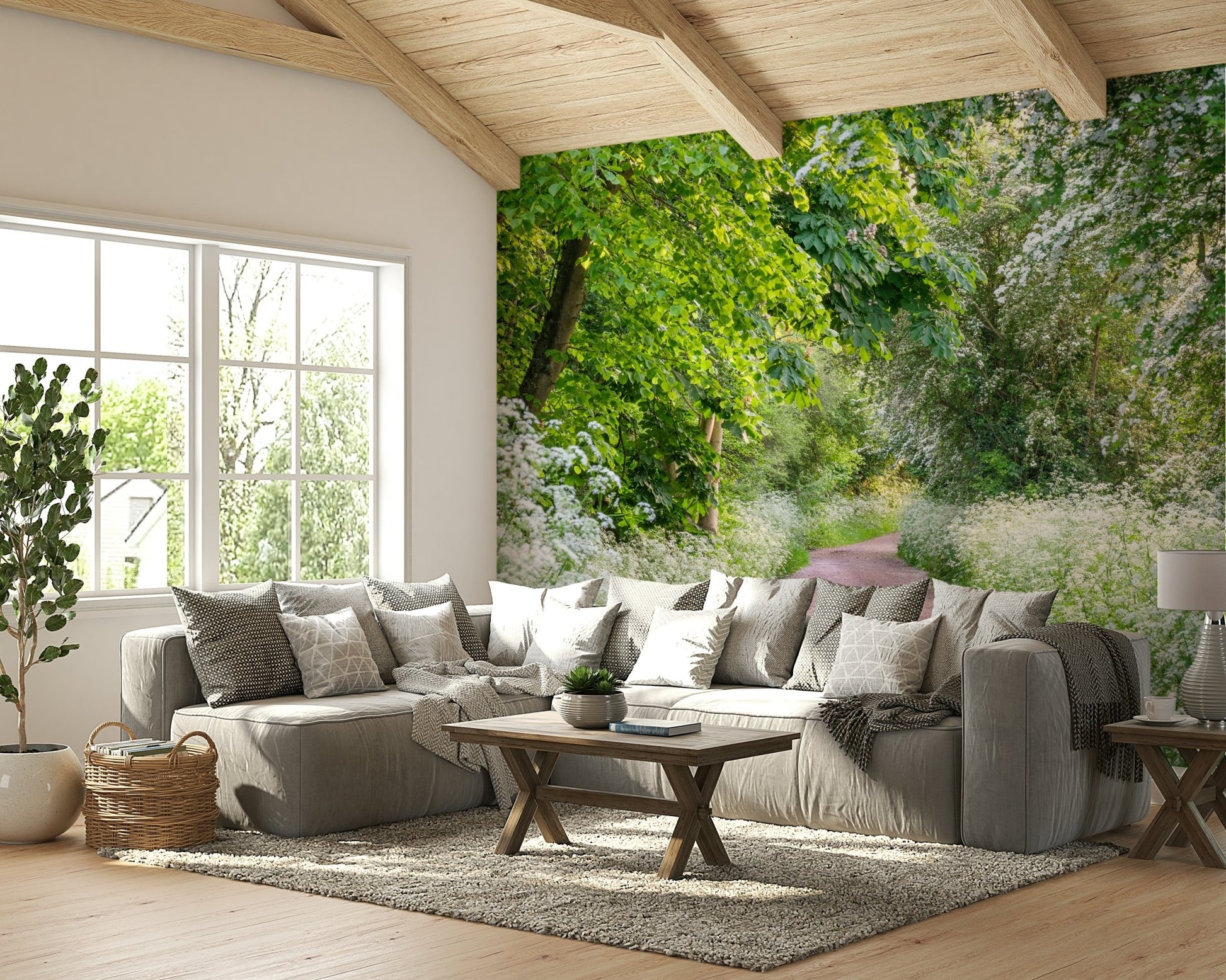 Beautiful nature mural depicting a forest track in spring GD5045