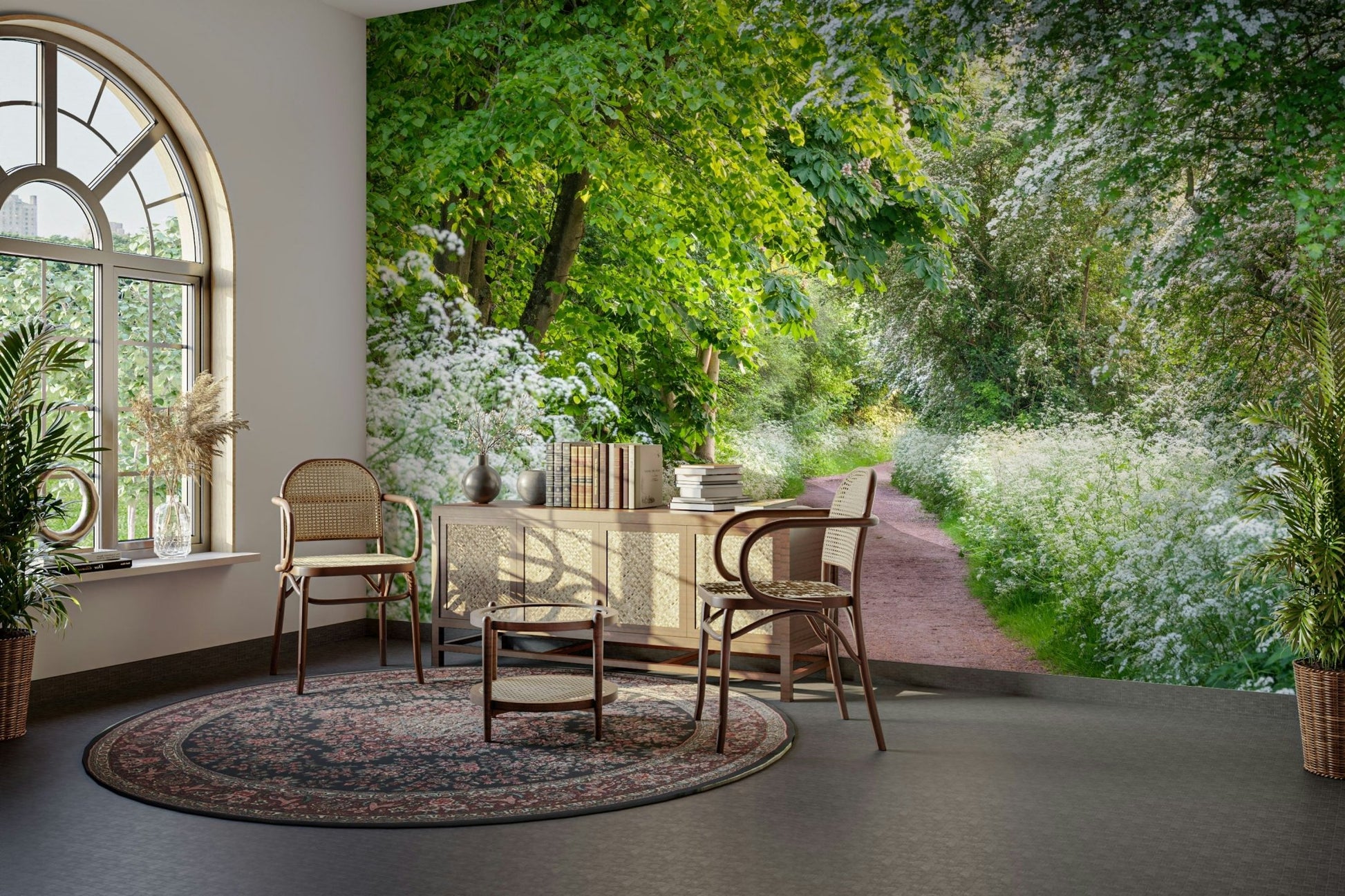 Spectacular panoramic mural showcasing botanical field views GD5045