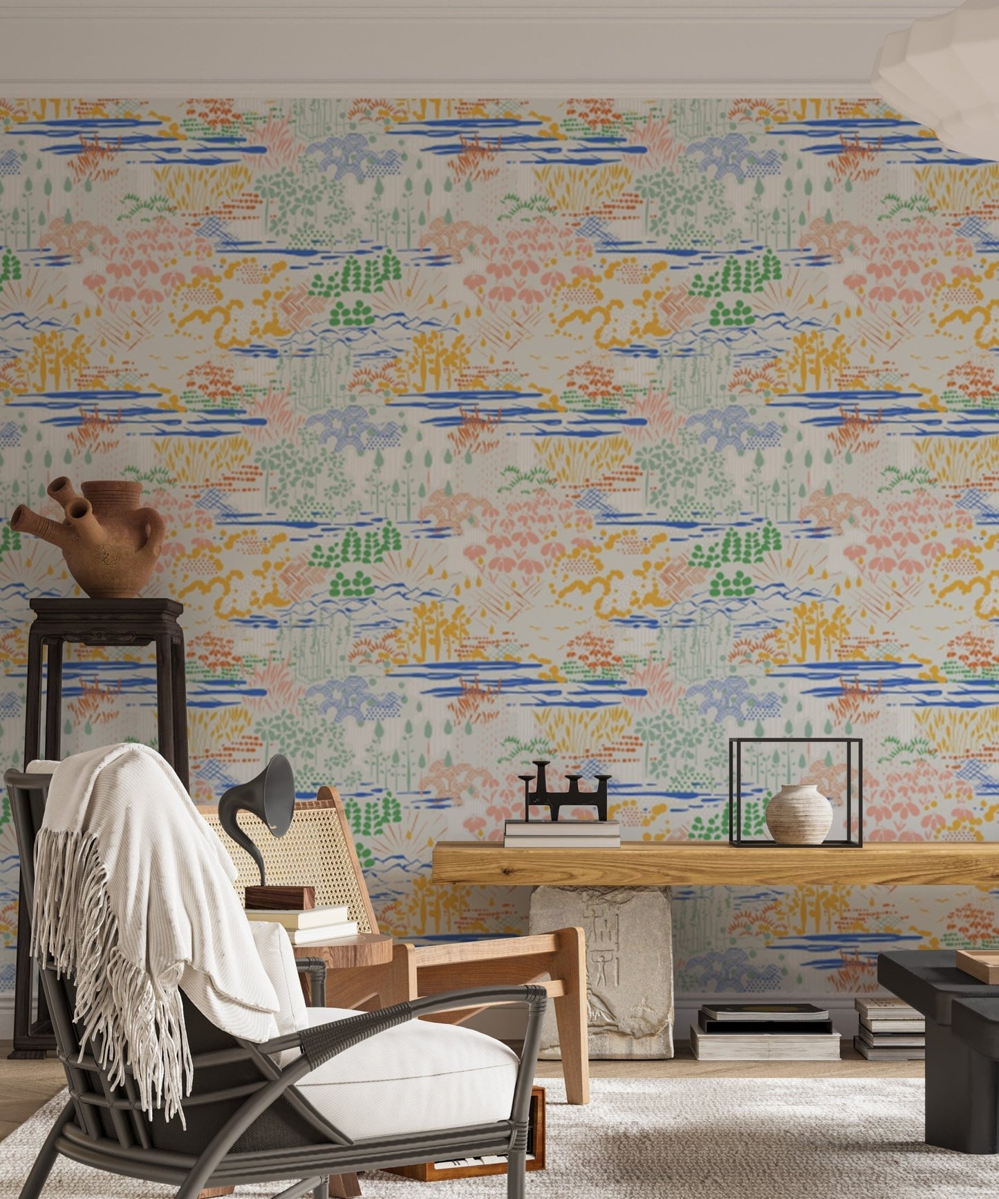 Patterned Landscape wallpaper for modern decor, AN97