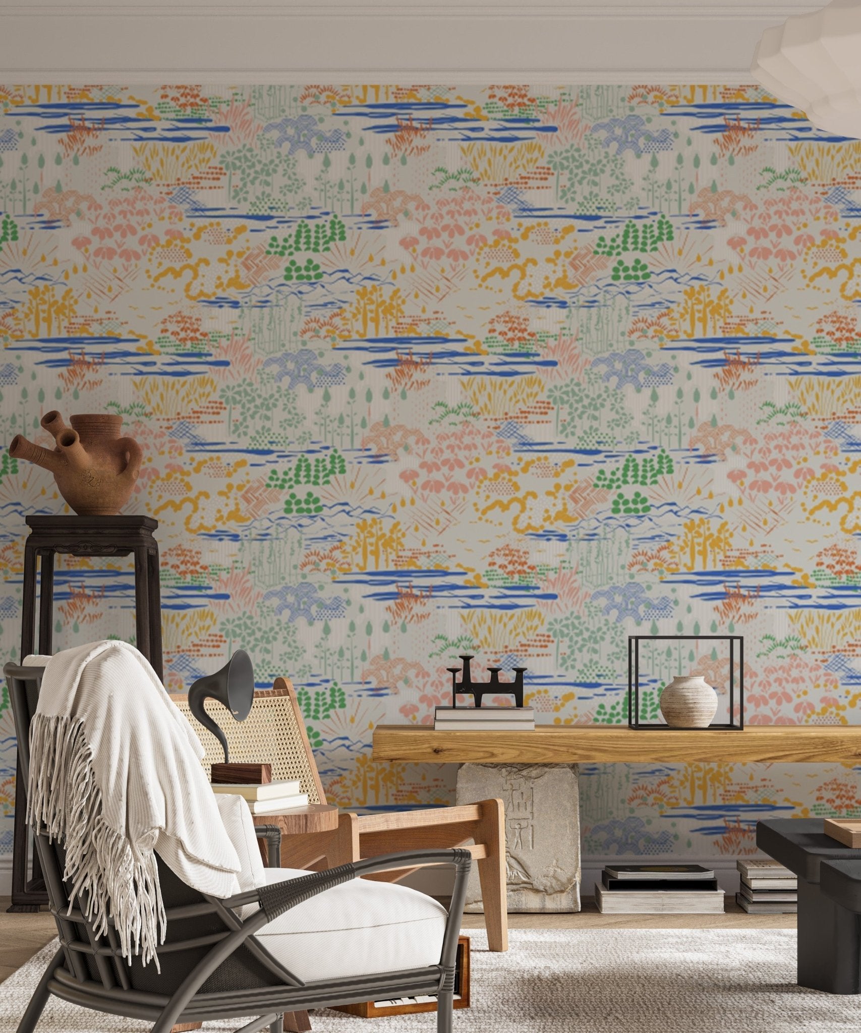 Patterned Landscape wallpaper for modern decor, AN97