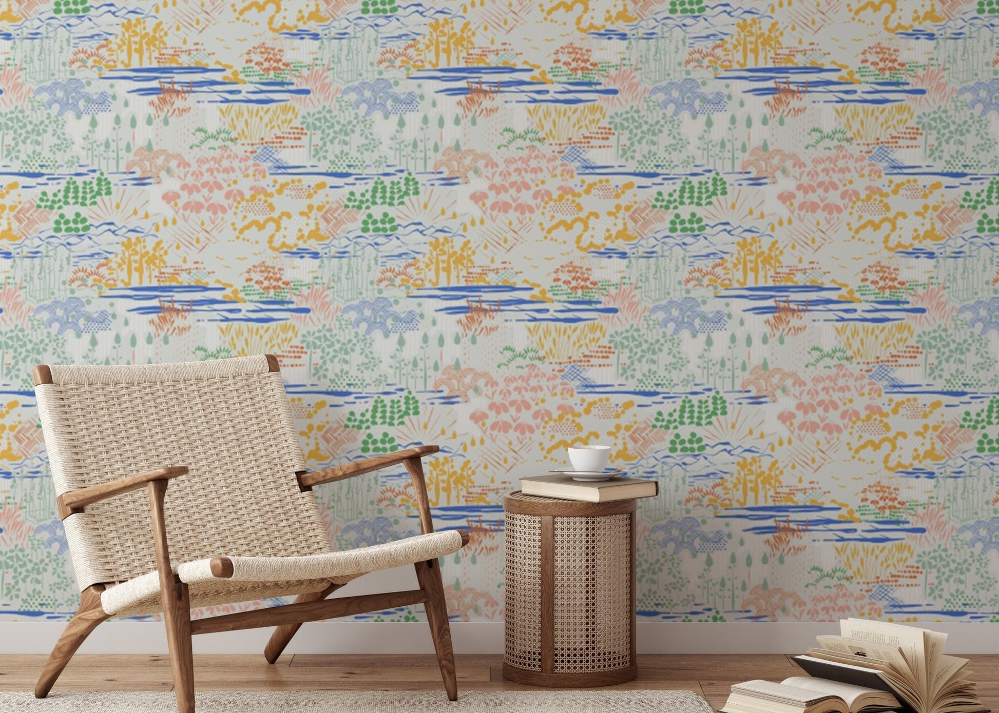Patterned Landscape Wallpaper, AN97
