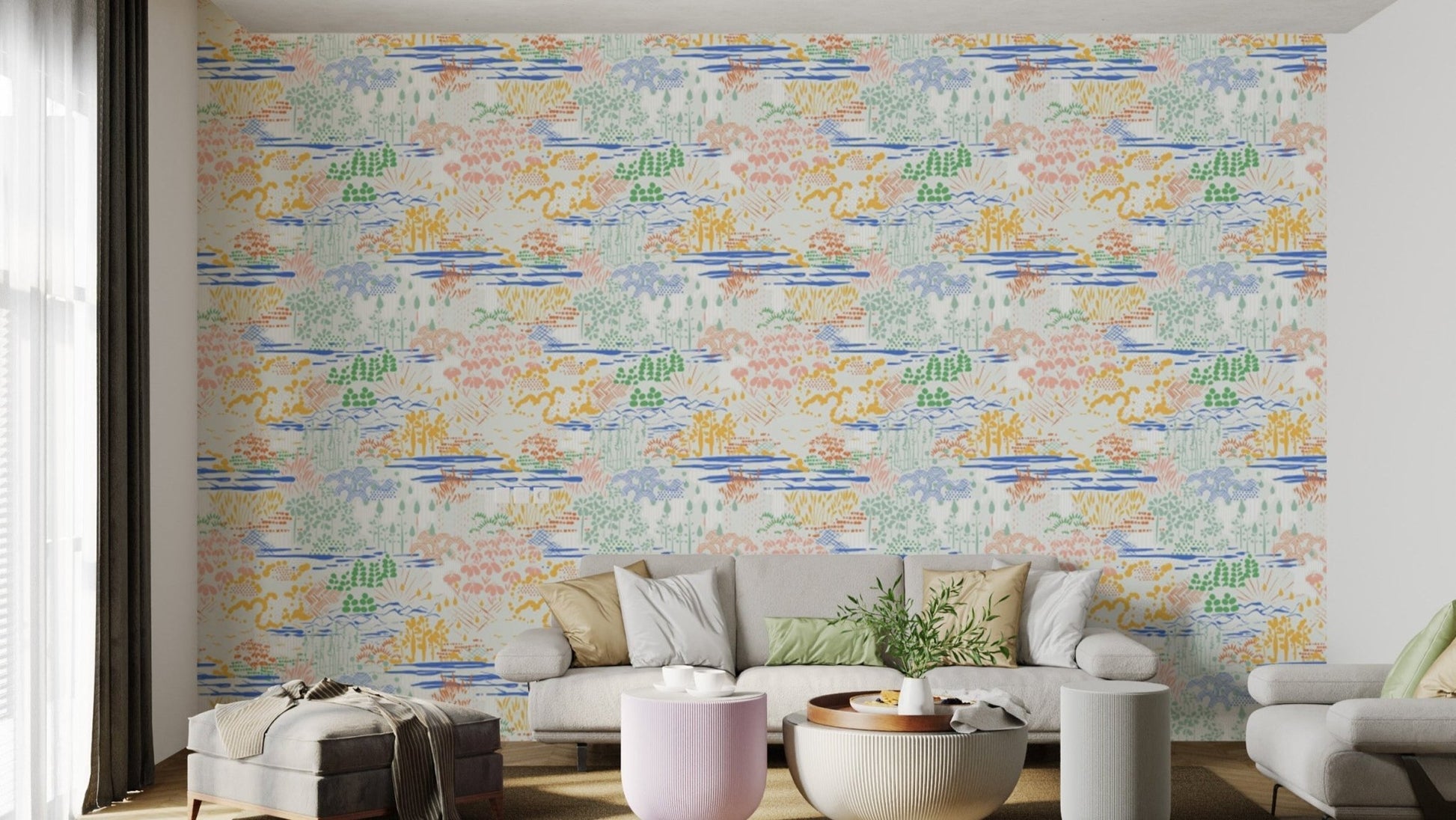 Removable wallpaper with artistic landscape patterns, AN97