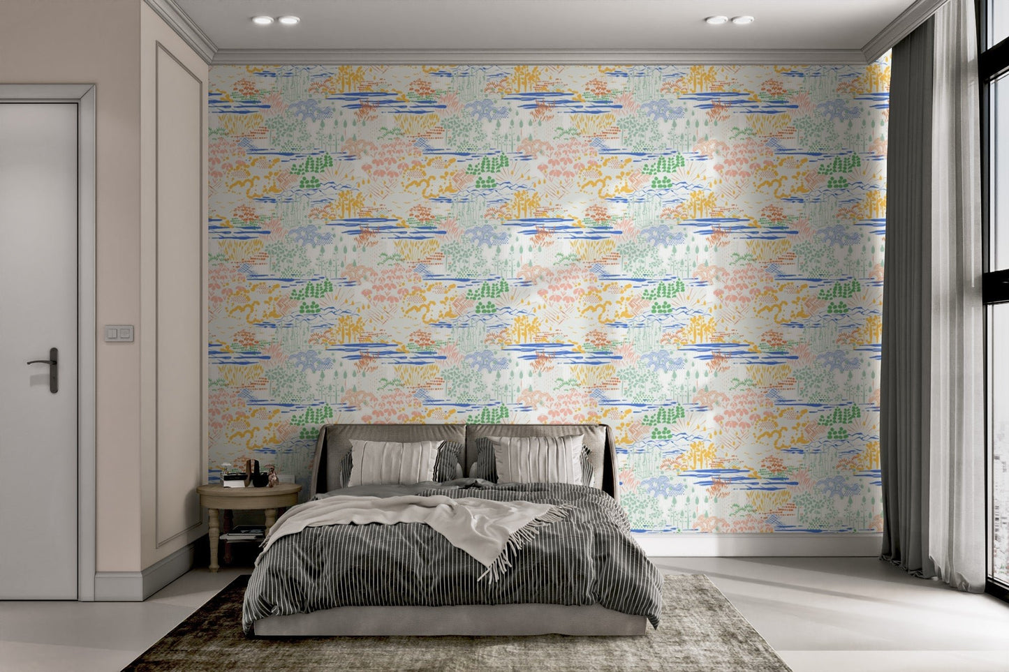 Chic wallpaper with intricate landscape motifs, AN97