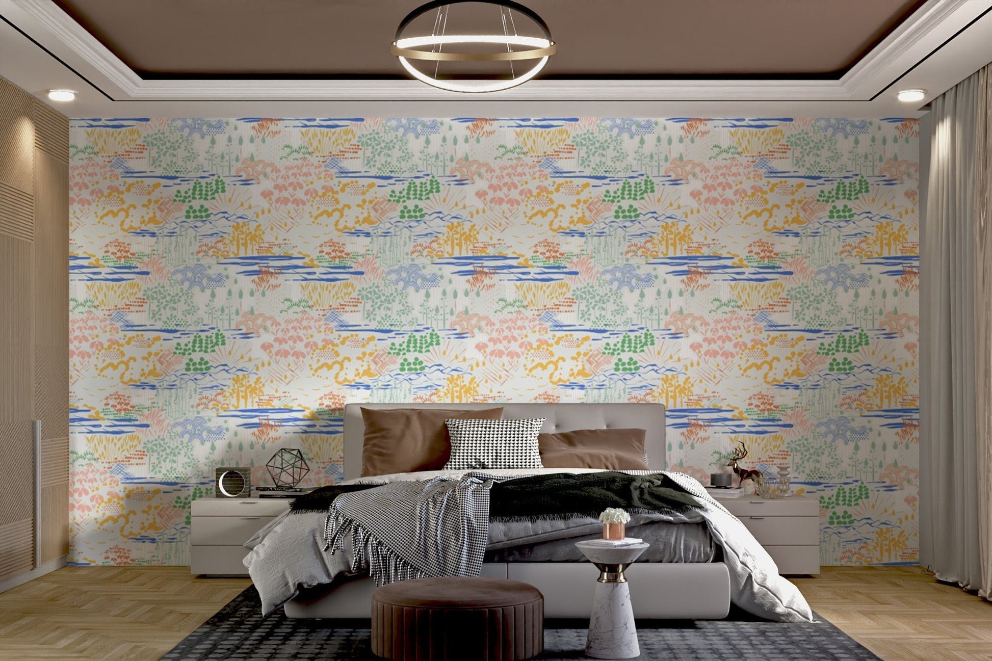 Self-adhesive Patterned Landscape wallpaper for walls, AN97