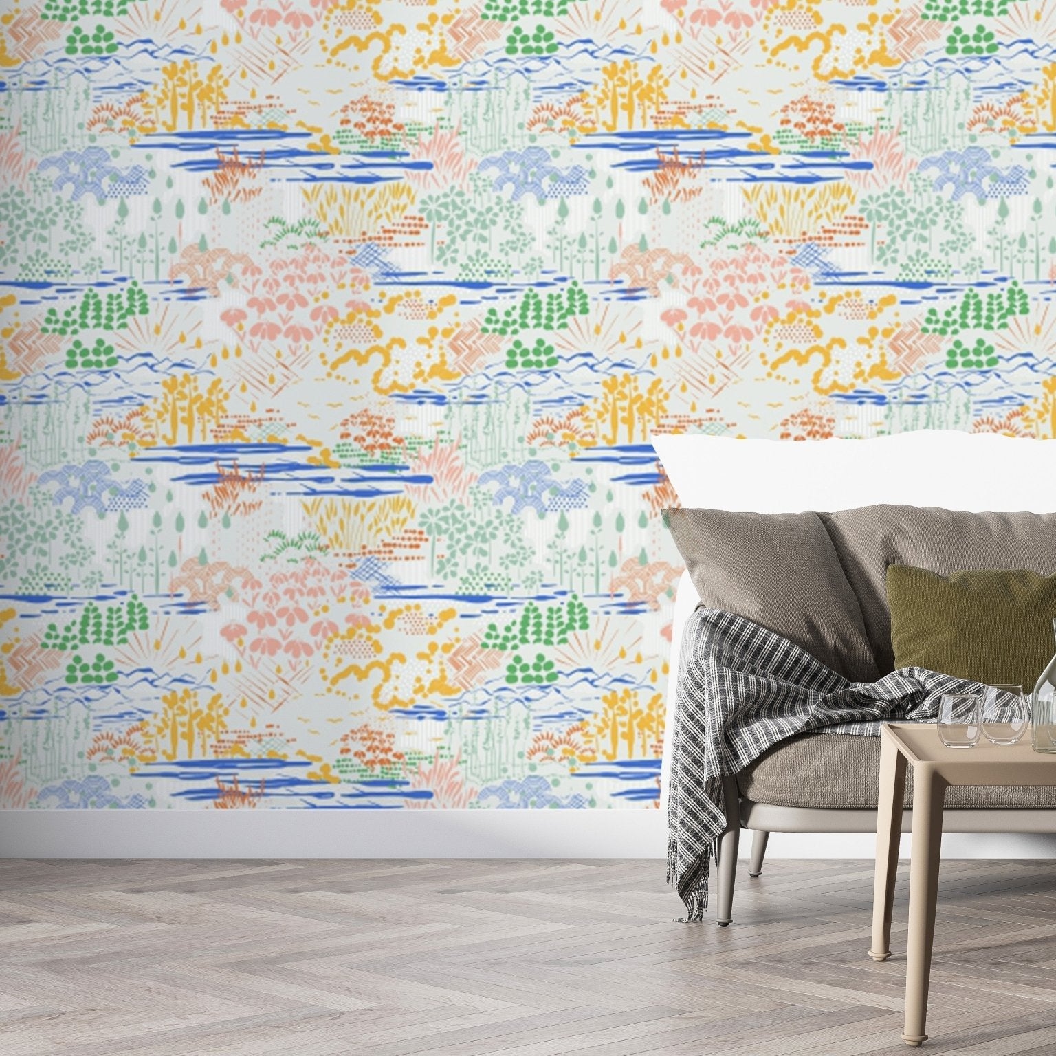 Patterned Landscape peel and stick wallpaper, AN97