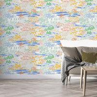 Patterned Landscape peel and stick wallpaper, AN97