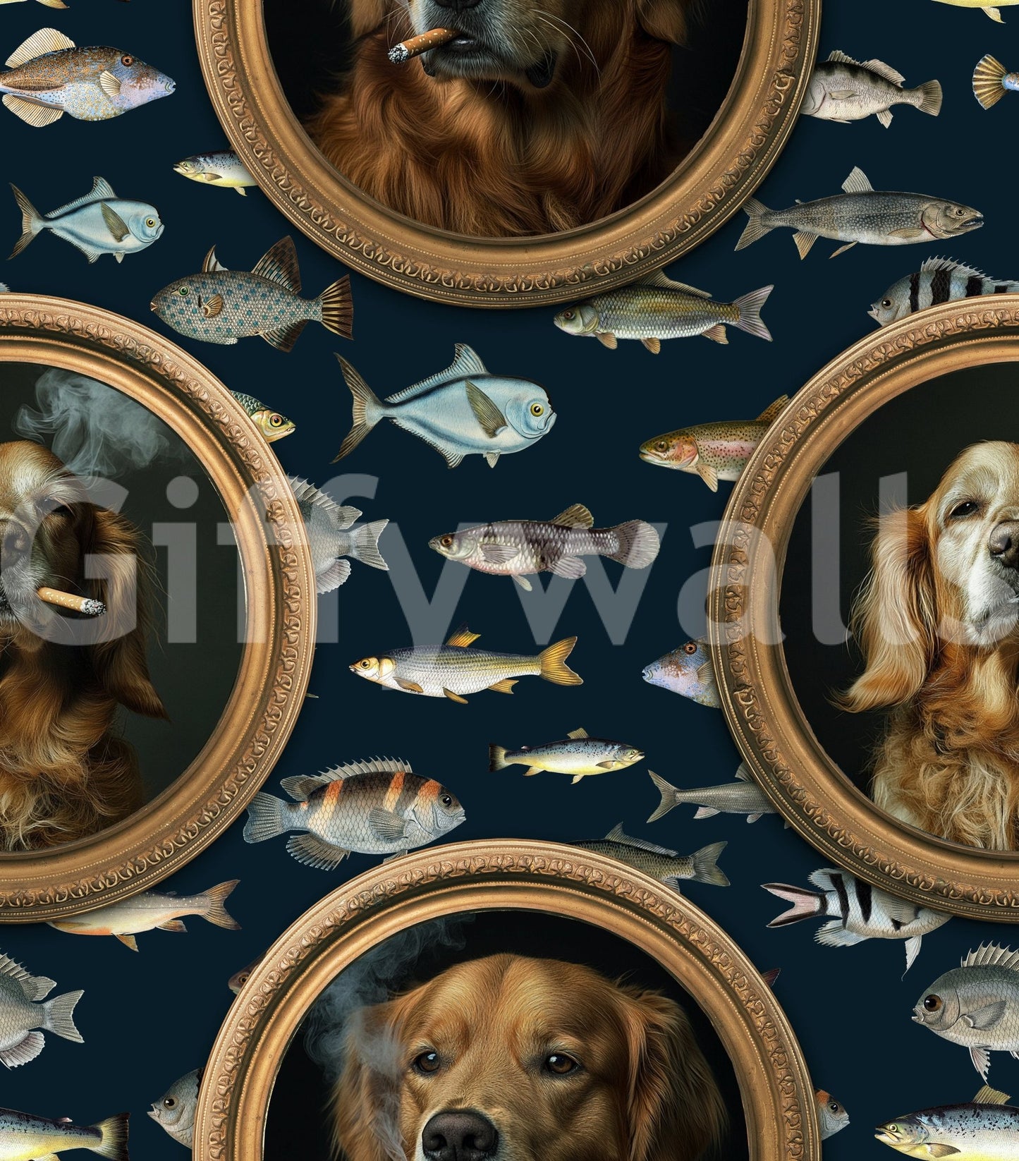 Can include elements like fish, coral, ocean waves, or dog breeds.