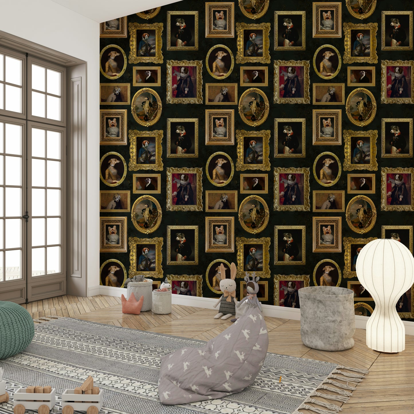 Collection of artistic dog portraits.

