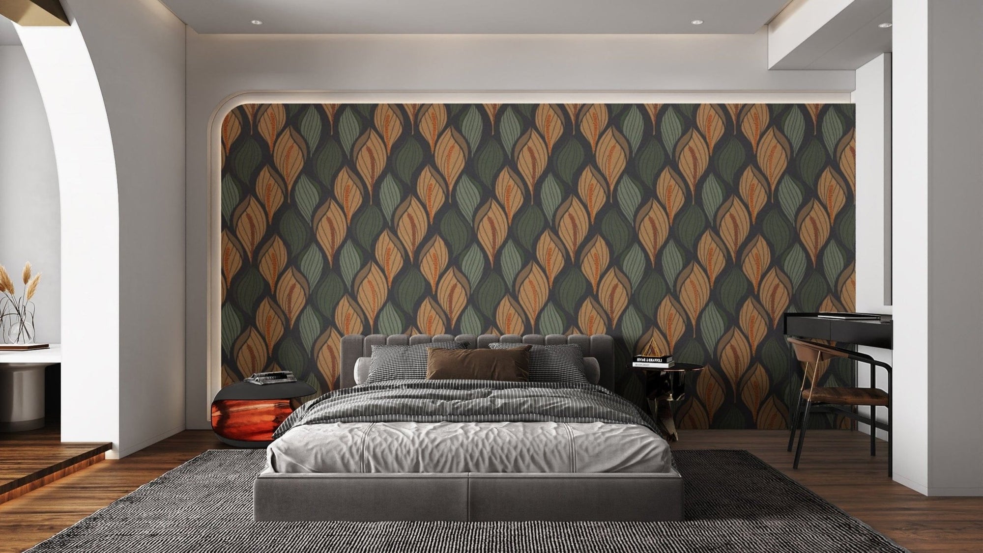Reusable wallpaper with elegant peace lily patterns, AN91