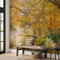 The composition is a wide-angle view, showing the canal and both banks.

