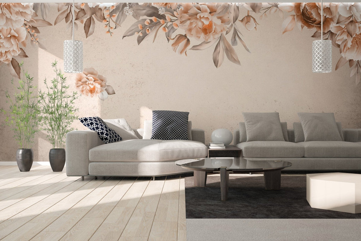 Peach Blossom Elegance Wallpaper Mural decor B823