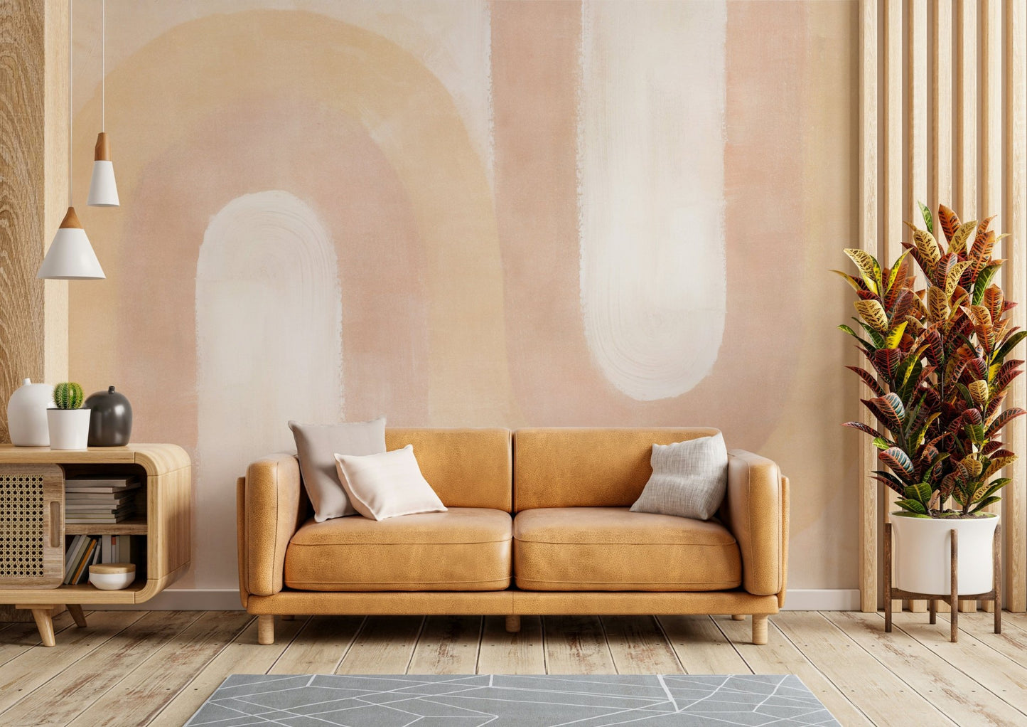 Peach arch wave wall art design

