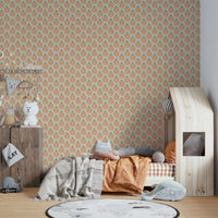 Close-up of chunky plant and jewel pattern wallpaper

