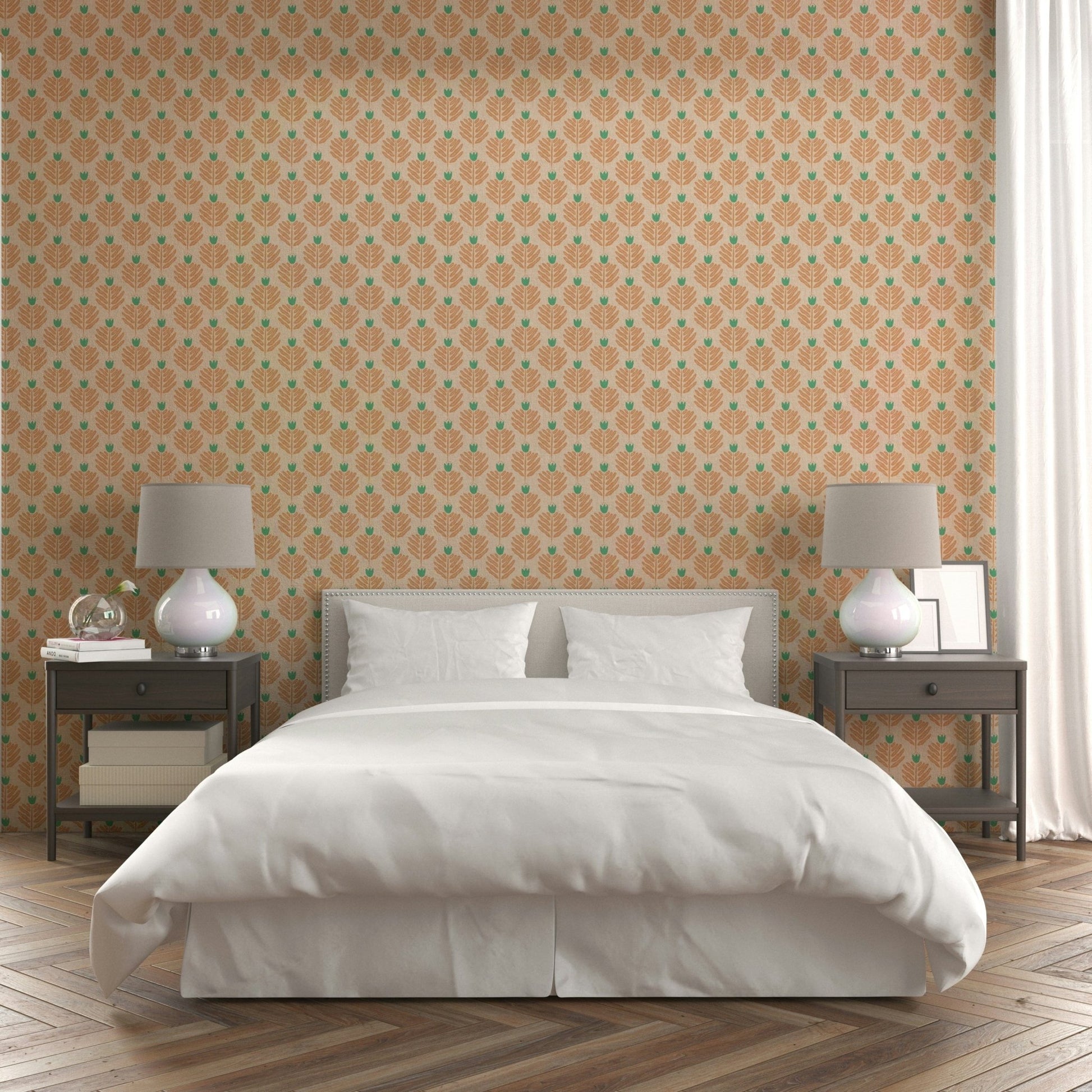 Warm peach jungle wallpaper for walls

