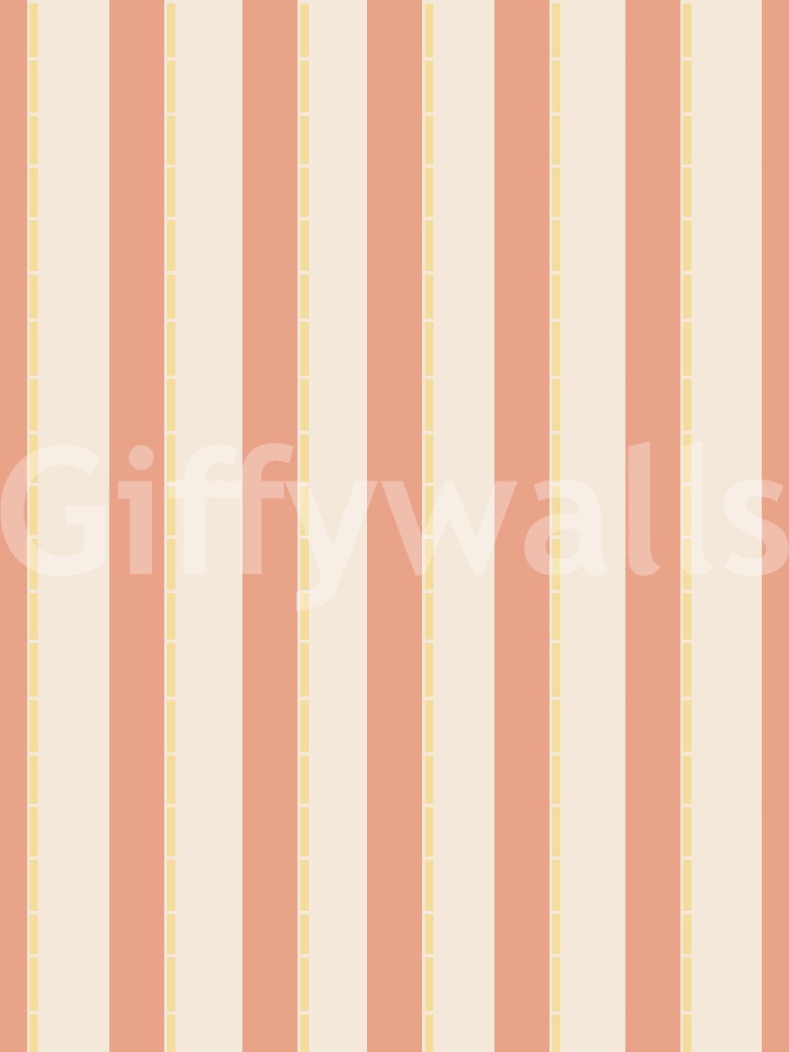 Cream and peach stripe repeat in Peach & Cream Stripes Wallpaper with clean rhythm