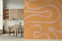 Gentle Peach Drift natural artwork home interior wallpaper.