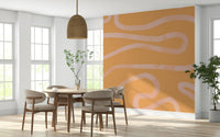 Peach Drift stylish smooth sine wave wall covering mural.