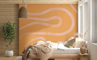 Elegant Peach Drift apricot repeating movement wallpaper print.
