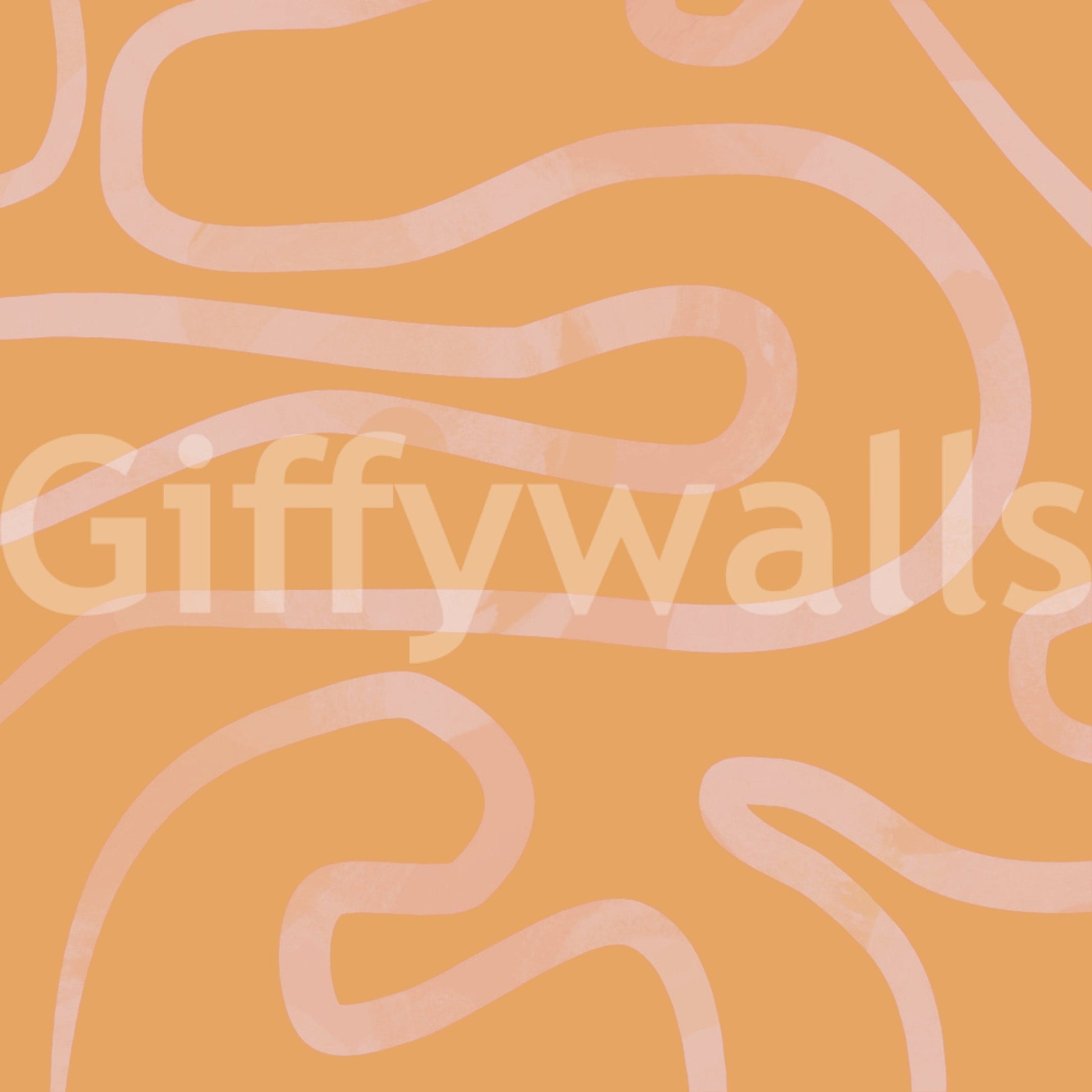 Peach Drift sophisticated ochre decorative lines wallpaper look.