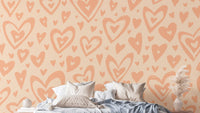 Modern peach hearts wallpaper mural for a chic touch.
