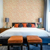 Tranquil floral wallpaper in garden-inspired palette

