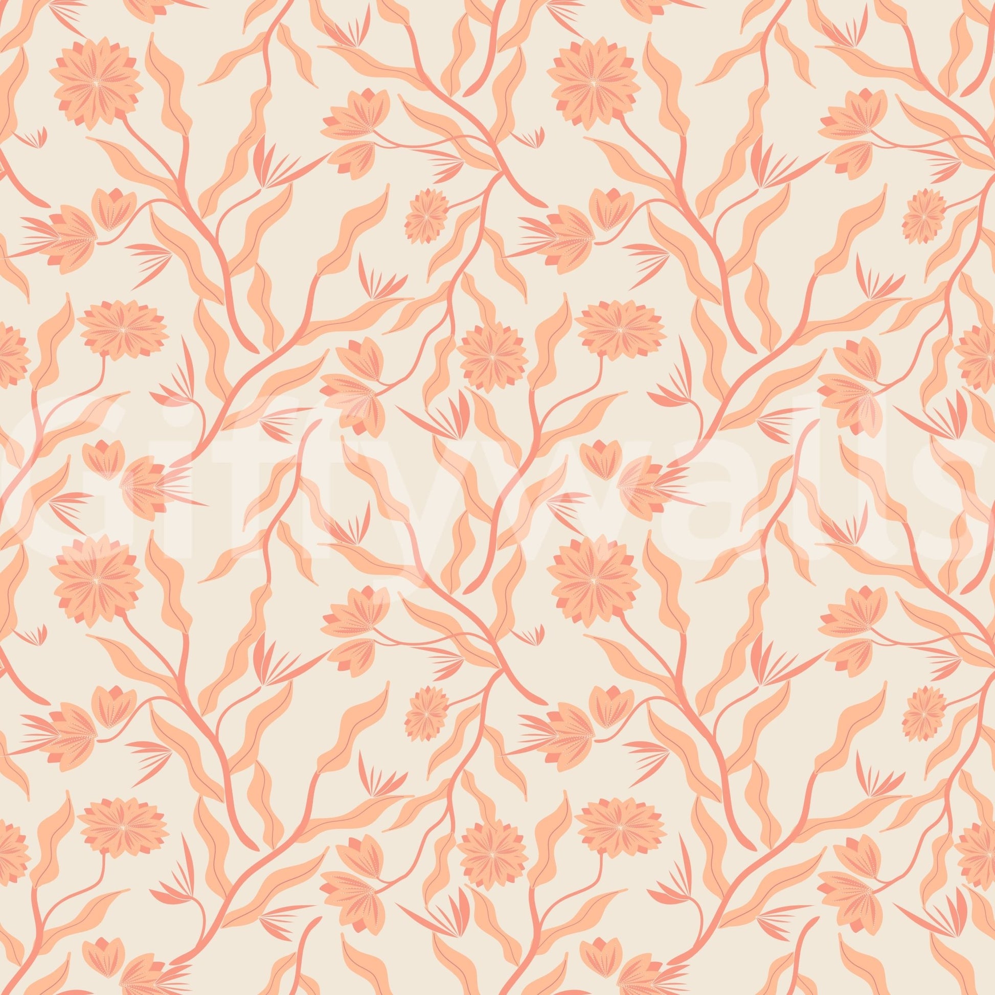 Decorative peach flower wallpaper for serene interiors

