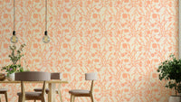 Peach garden wallpaper with artistic floral design

