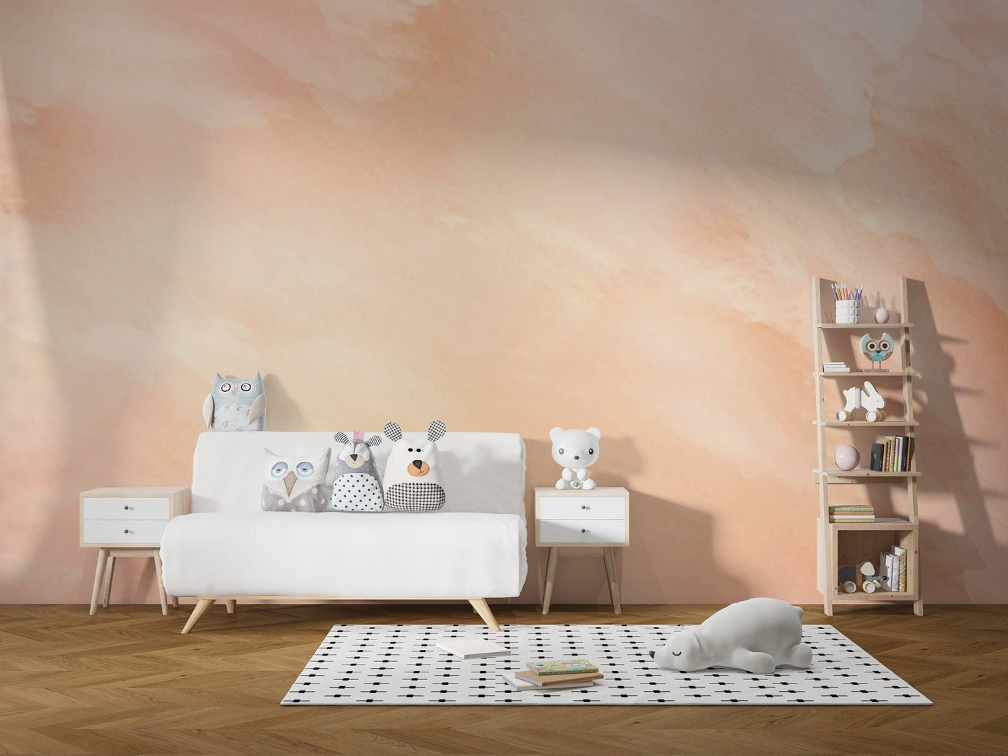 Subtle watercolor wallpaper in peach Pantone hues
