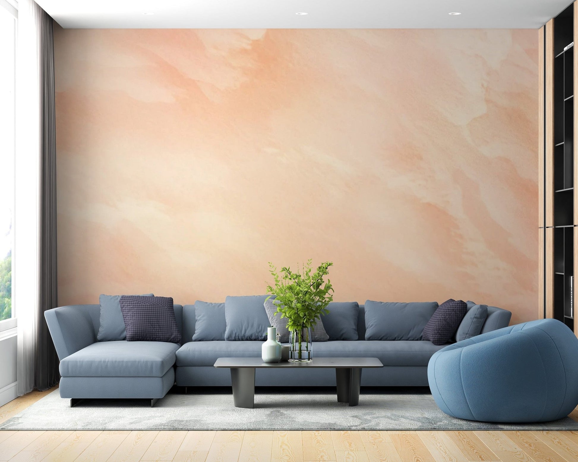 Stylish Pantone peach melody wall mural design

