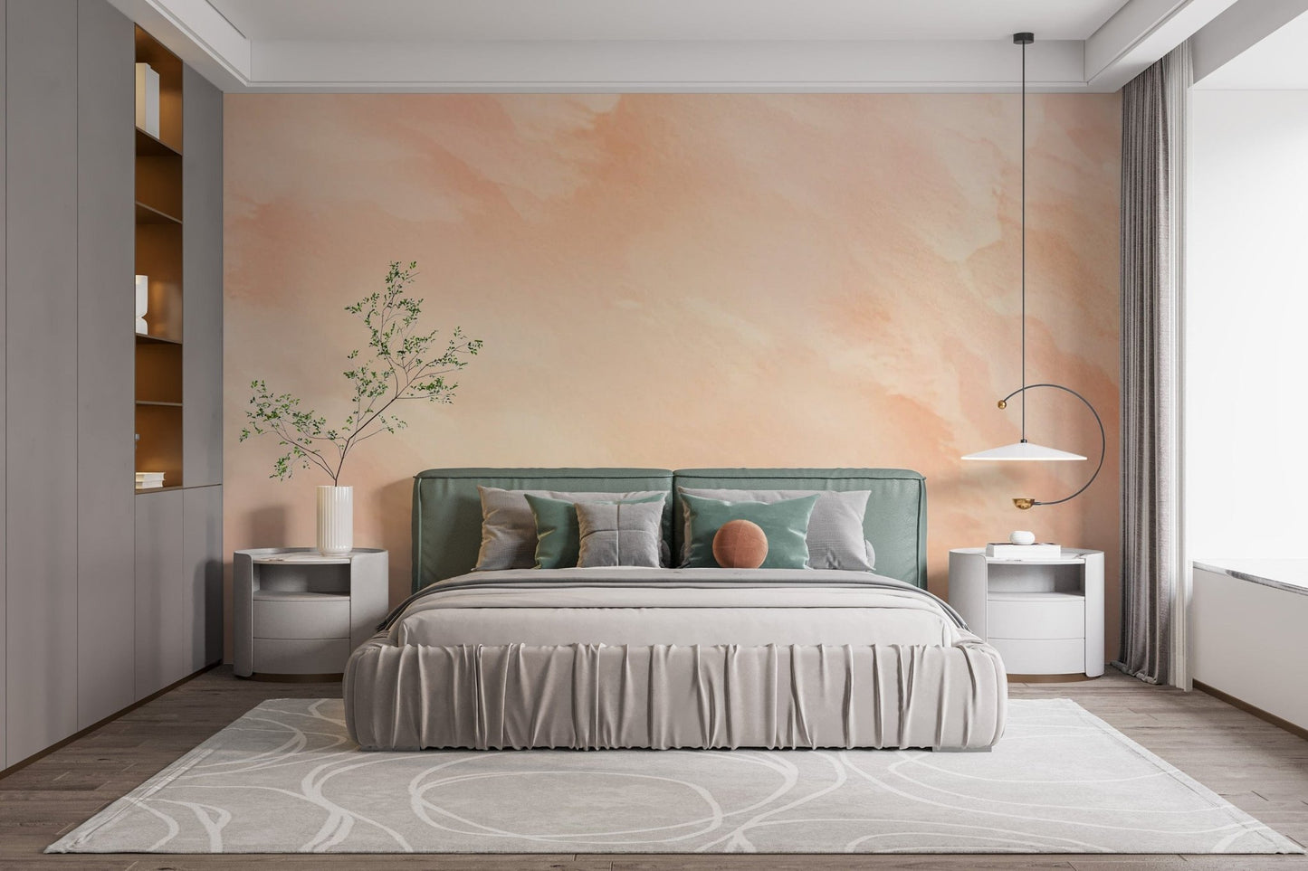 Elegant watercolor wallpaper in peach melody tones
