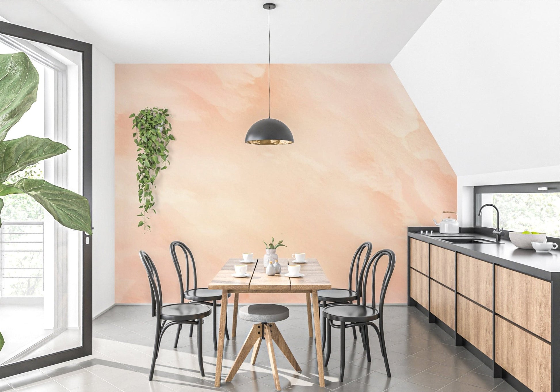 Soft peach watercolor wallpaper in Pantone shades
