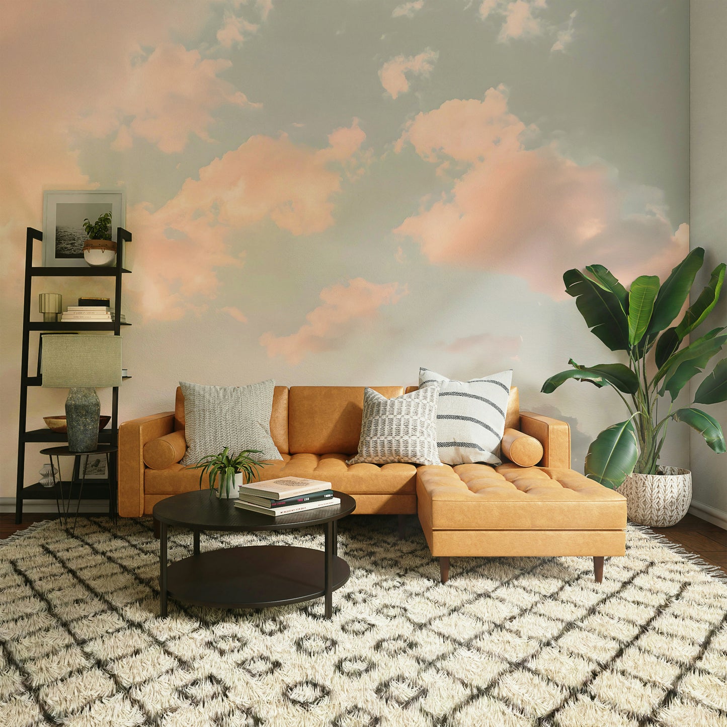 The colors are gentle and soft, with a pastel, peach and neutral palette.

