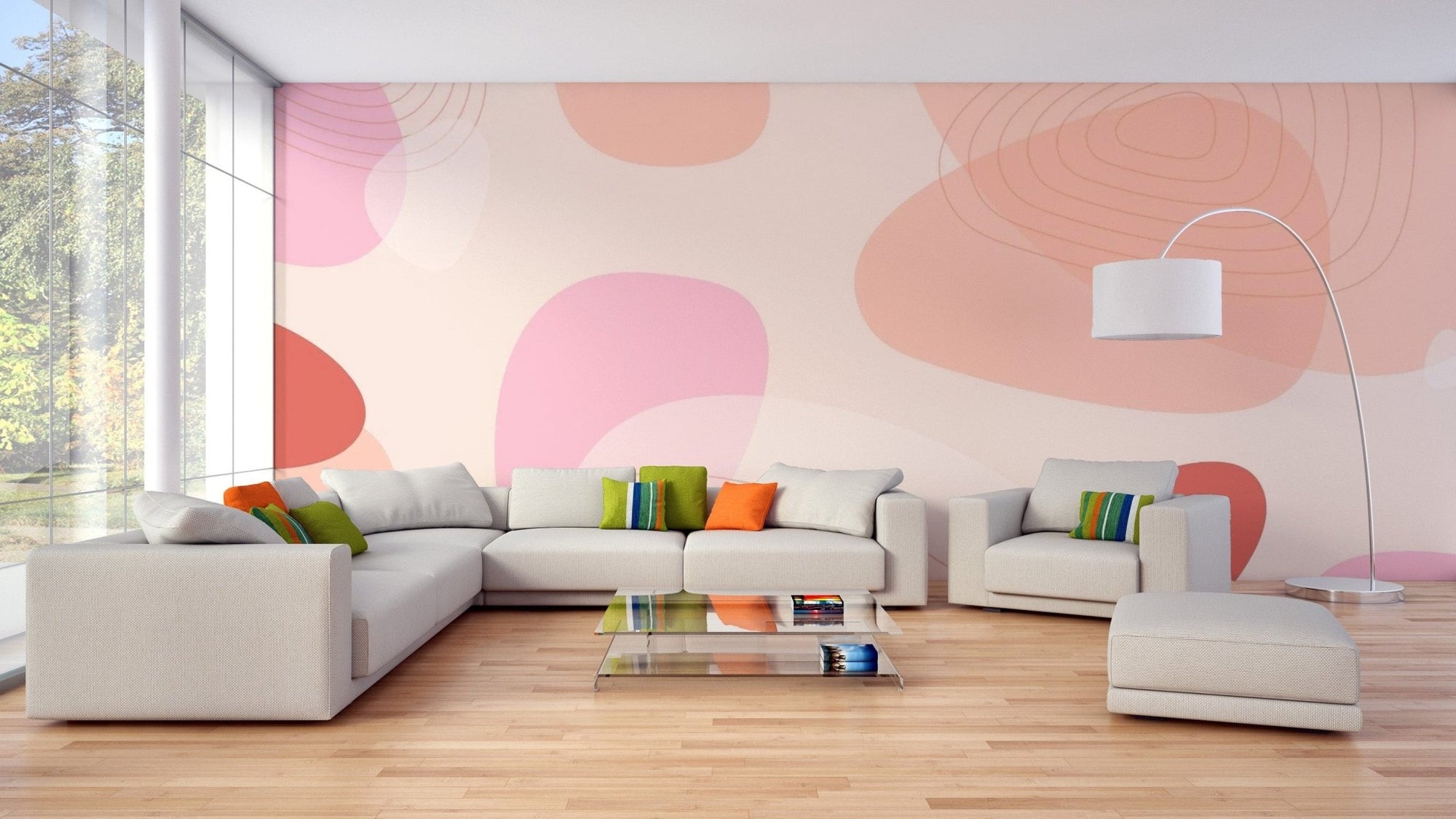 Peach Pink Modern Wallpaper Mural AB-26
